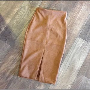 Suede pencil skirt